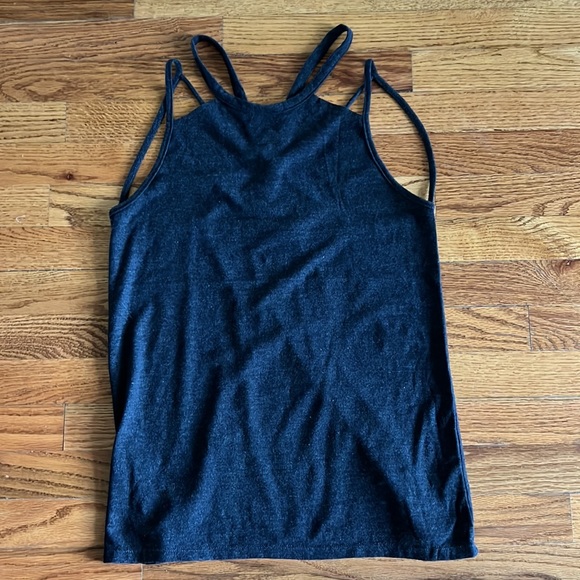 Chaser Dark Charcoal Gray Tank w/Strappy Criss Cross Back - Picture 6 of 7